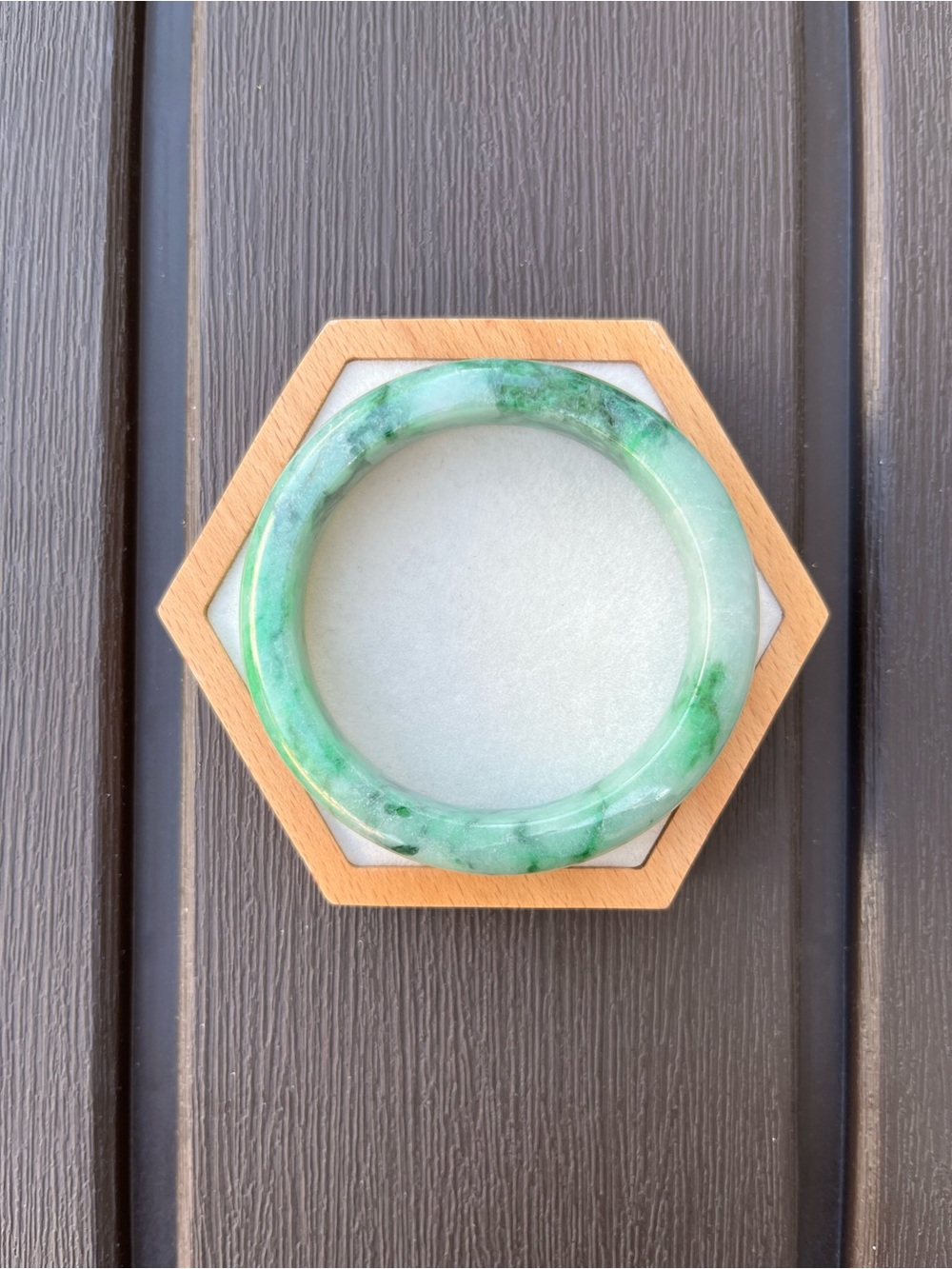 BW072-L 57.6mm Certified Untreated Grade A Burmese Jadeite Bangle Jade Bracelet - Picture 4 of 17